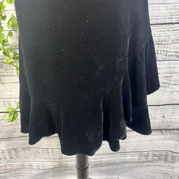RSVP Talbots Skirt Plus 14W Black Velveteen Knee A Line Ruffle Modest Wedding - Picture 6 of 15